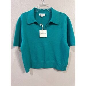 Marled t Green Short Sleeve Knit Polo Shirt Top - Women's Size XL